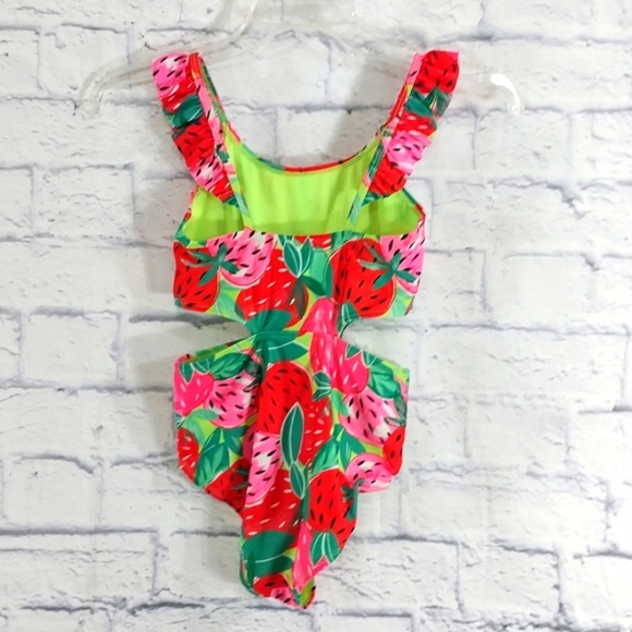 Cat & Jack Swim Suit One Piece Strawberry Print Girl's Sz 8 - Picture 4 of 5